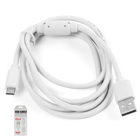USB кабель, USB тип A, micro USB тип B, 150 см, белый