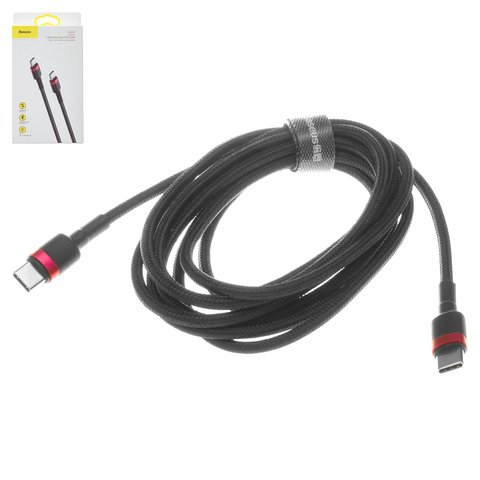 USB кабель Baseus Cafule, 2xUSB тип C, 200 см, 60 Вт, 3 A, чорний, #CATKLF H91