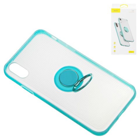 Чехол Baseus для iPhone XR, голубой, с кольцом держателем, прозрачный, пластик, #WIAPIPH61 YD03