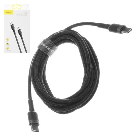 USB кабель Baseus Cafule, 2xUSB тип C, 200 см, 3 A, чорний, #CATKLF HG1