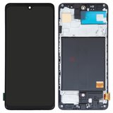 Дисплей для Samsung A515 Galaxy A51, чорний, з рамкою, High Copy, з широким обідком, (OLED)