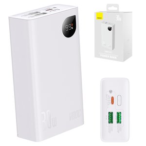 Power bank Baseus Adaman2 VOOC, 20000 мАг, 30 Вт, білий, Power Delivery PD , #PPAD050002