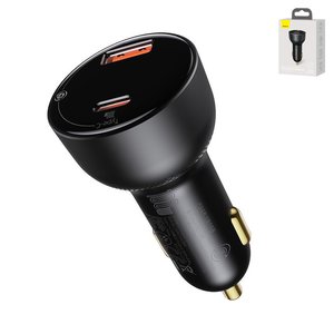 Автомобильное зарядное устройство Baseus Superme Digital Display PPS, черное, Quick Charge, с дисплеем, 100 Вт, 2 порта, 12 24 B, #CCZX 01
