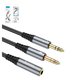 AUX-кабель Hoco UPA21, TRS 3.5 мм, TRRS 3.5 мм, 25 см, сірий, для навушників, в нейлоновому обплетенні, female to 2 male, #6931474766816
