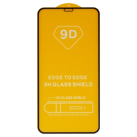 Защитное стекло для Apple iPhone 11 Pro Max, iPhone XS Max, совместимо с чехлом, Full Glue, без упаковки , черный, cлой клея нанесен по всей поверхности