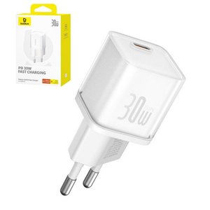 Мережевий зарядний пристрій Baseus GaN5S, 30 Вт, Fast Charge, білий, 1 порт, #P10162504213 00
