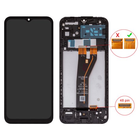 Дисплей для Samsung A146B Galaxy A14 5G, черный, с рамкой, High Copy, 48 pin, SM A146B A14 5G V04