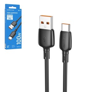 USB кабель Borofone BX93, USB тип C, USB тип A, 100 см, 100 Вт, 6 А, черный, #6941991103179