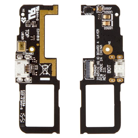 Cable flex puede usarse con Asus ZenFone C ZC451CG , del micrófono, del conector de carga, con componentes, placa del cargador