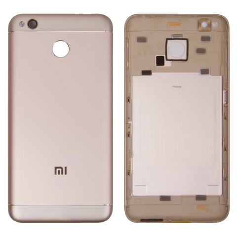 Housing Back Cover compatible with Xiaomi Redmi 4X, golden, with side button 