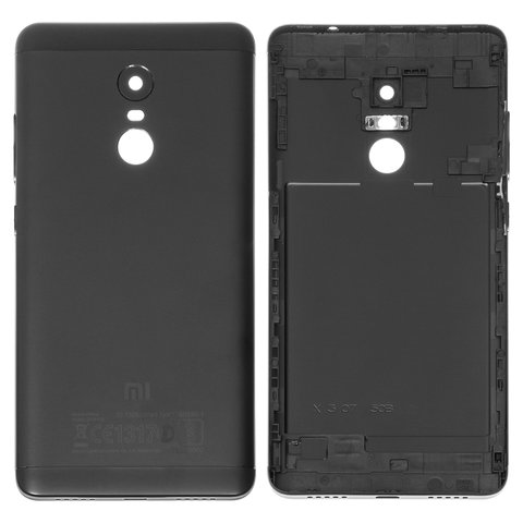 Housing Back Cover compatible with Xiaomi Redmi Note 4 Global 2017 , Redmi Note 4X, black, with side button, Original PRC , snapdragon 