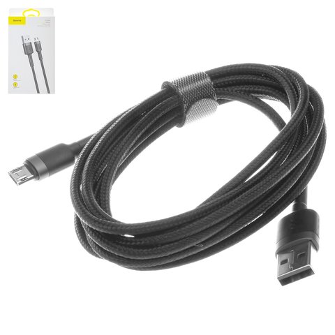 USB кабель Baseus Cafule, USB тип A, micro USB тип B, 200 см, 1,5 А, черный, #CAMKLF CG1