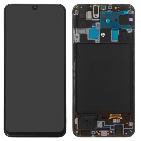 LCD compatible with Samsung A205 Galaxy A20, A205F DS Galaxy A20, M107F DS Galaxy M10s, black, with frame, Original PRC , original glass 