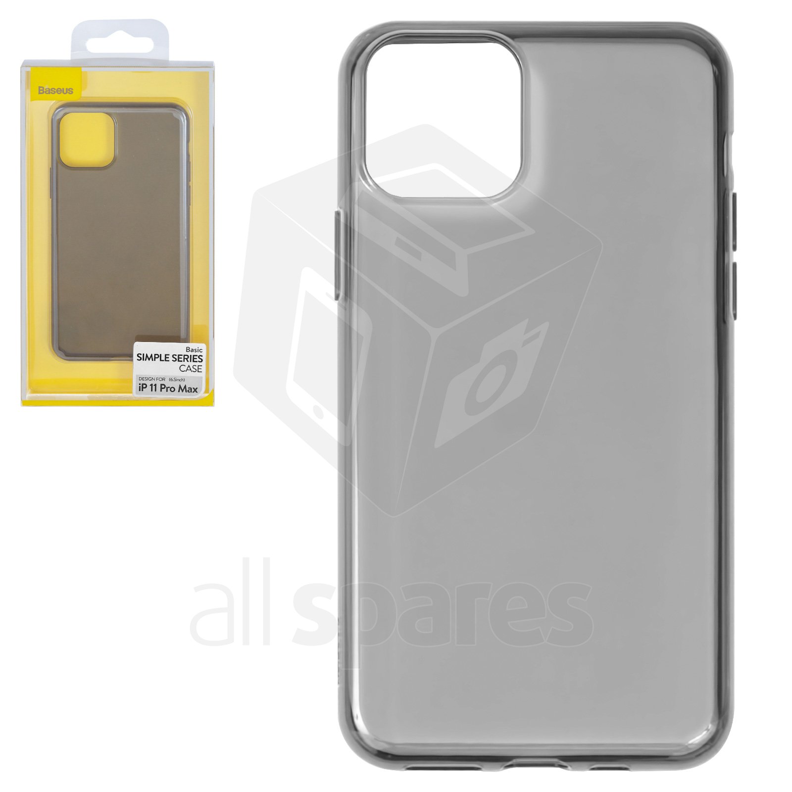 Case Baseus Compatible With Iphone 11 Pro Max Black Transparent Silicone Arapiph65s 01 All Spares