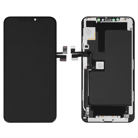 LCD compatible with iPhone 11 Pro Max, black, with frame, PRC, Self welded OEM 