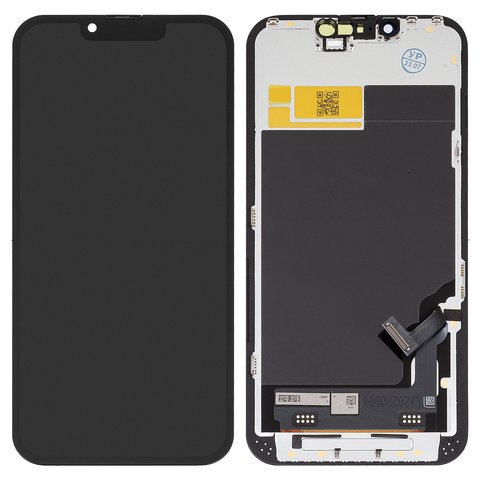 LCD compatible with iPhone 13, black, with frame, AAA, TFT , JK 