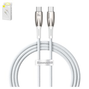 Cable USB Baseus Glimmer, 2xUSB tipo C, 100 cm, 100 W, blanco, con revestimiento de nylon, con indicador, #CADH000702