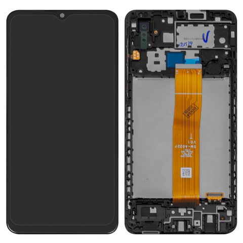LCD compatible with Samsung A125F Galaxy A12, black, with frame, Original PRC , A022F V0.1 1540417300 