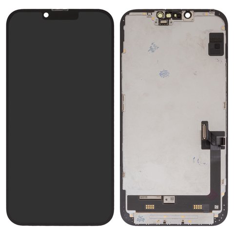 LCD compatible with iPhone 14 Plus, black, with frame, change glass 