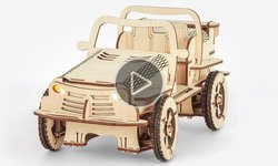 Видеообзор деревянного конструктора EcoBot Багги с Bluetooth-управлением