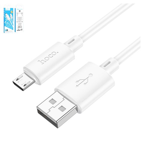 USB дата кабель Hoco X88, USB тип A, micro USB тип B, 100 см, 2,4 А, білий