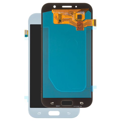 LCD compatible with Samsung A720 Galaxy A7 2017 , blue, without frame, High Copy, with wide edge, OLED , blue mist 