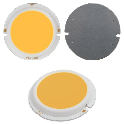 COB LED Chip 7 W warm white, 450 lm, 43 mm, 300 mA, 21 23 V 