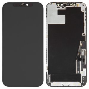 Дисплей для iPhone 12, iPhone 12 Pro, черный, с рамкой, переклеено стекло