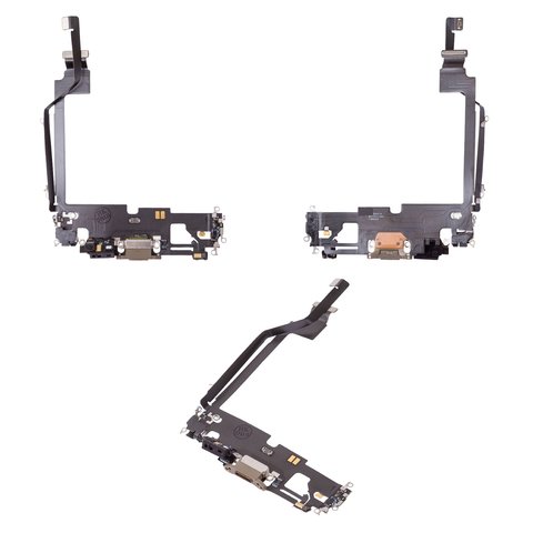 Flat Cable compatible with iPhone 12 Pro Max, charge connector, golden, with microphone, with components, Original PRC  