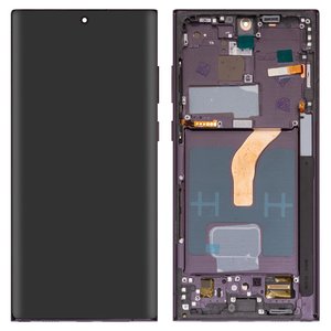 LCD compatible with Samsung S908B Galaxy S22 Ultra 5G, purple, with frame, High Copy, OLED  