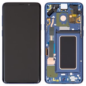 Pantalla LCD puede usarse con Samsung G965 Galaxy S9 Plus, azul, con marco, Original PRC , coral blue