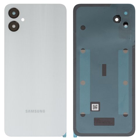 Panel trasero de carcasa puede usarse con Samsung A055 Galaxy A05, blanco, con vidrio de cámara, silver