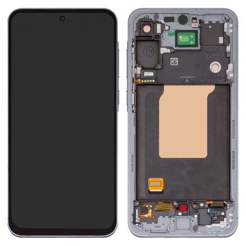 Pantalla LCD puede usarse con Samsung A556 Galaxy A55, azul claro, con marco, High Copy, OLED , iceblue