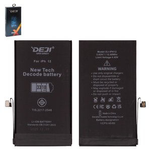Batería Deji puede usarse con Apple iPhone 12, Li ion, 3.83 V , 3310 mAh, mayor capacidad, sin mensaje de error, decode battery