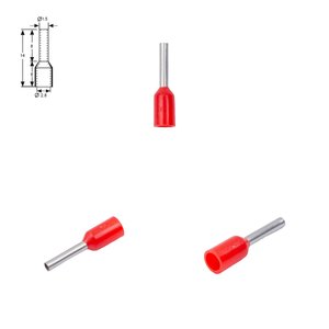 Наконечник VE7508, трубчастий, ізольований, червоний, 10 шт., 0,75 мм², 8 мм