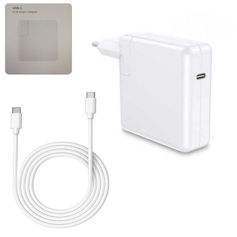 Сетевое зарядное устройство для Apple, 61 Вт, Power Delivery PD , белый, c кабелем USB тип C к USB тип C