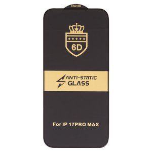 Защитное стекло ESD 6D для Apple iPhone 17 Pro Max, совместимо с чехлом, Full Glue, Anti Static, без упаковки , черный
